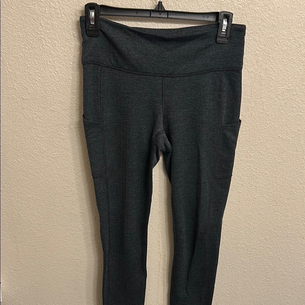 Champion Women Black Gray Chevron Pattern Full Length Leggings Size Small